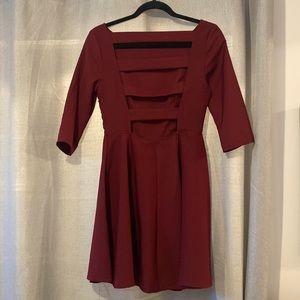Maroon dress with cute back cutouts